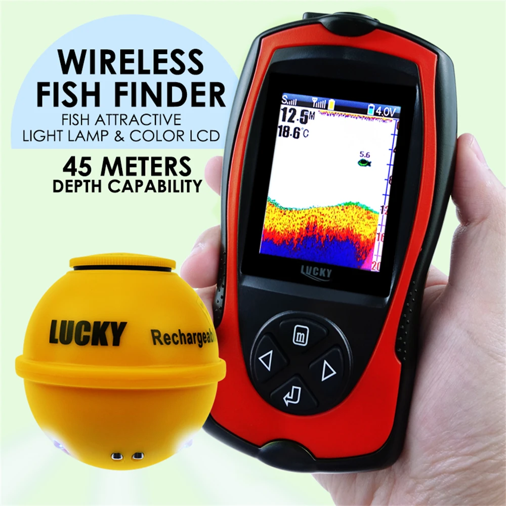 

Эхолот GA Sonar FF1108-1CWLA, перезаряжаемый, беспроводной, с датчиком, глубина до 45 м, портативный эхолот для рыбалки