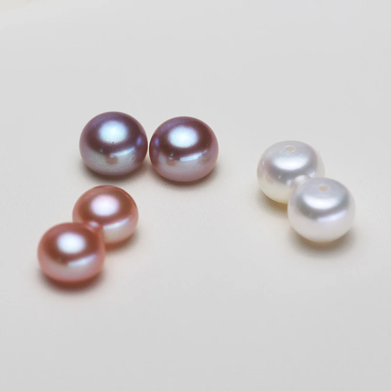 100% Natural Pearls Stud Earrings Bead Half Drilled Hole Freshwater Pearl Bread Beads for Jewelry Making DIY Earring Accessories