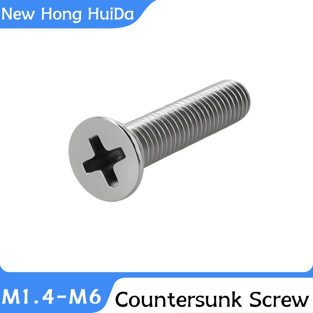 DIN965 304 Stainless Steel Phillips Screws Metric Thread Cross Flat Head Countersunk Bolt KM1.4-KM8 Computer Metal Machine Screw