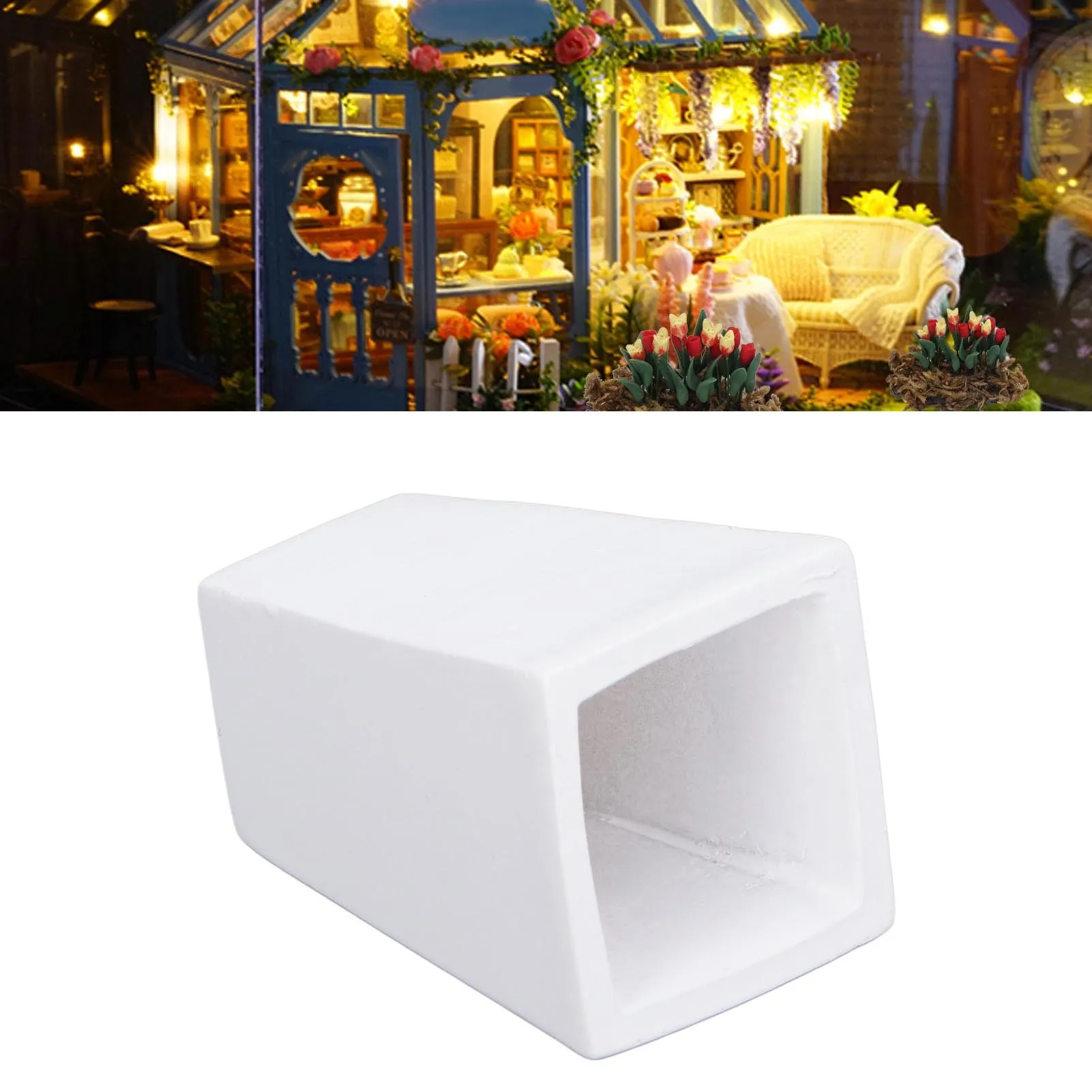 ZK40 Dollhouse Plant Pot White Resin Miniature Flower Pot Model for 1: 12 Dollhouse Garden Decorations Ornament