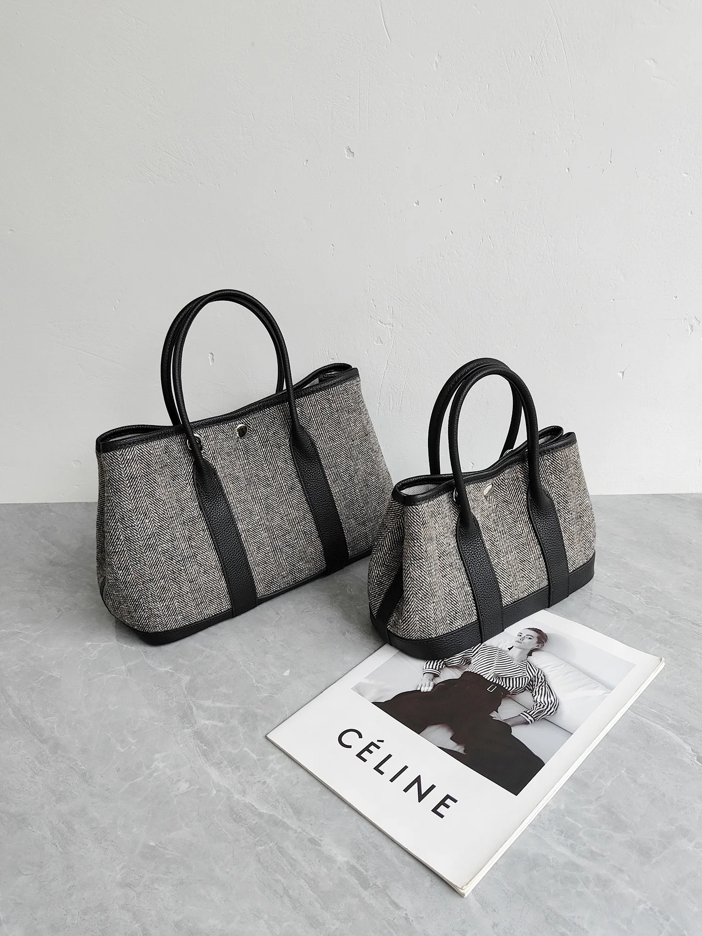 Bolso de Mano de Cuero de Alta Calidad con Bolso Interior de Lona, Bolso Tote de an Capacidad para Mujer, Serie Jardín, Cor...