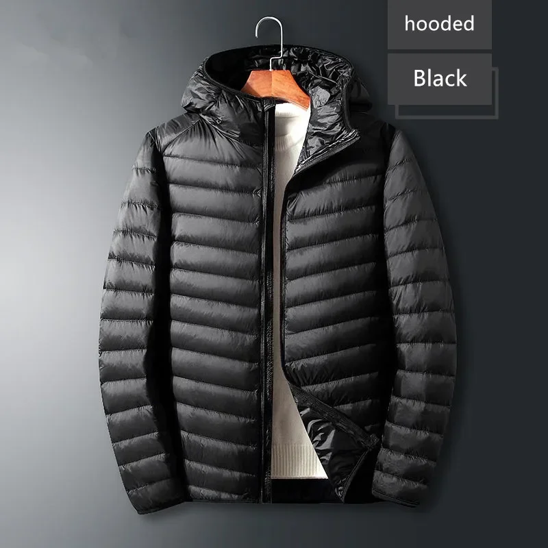 Yeni erkek kış ince aşağı ceket moda sıcak katlanabilir su geçirmez rüzgar nefes giyim büyük boy erkekler Hoodie ceket