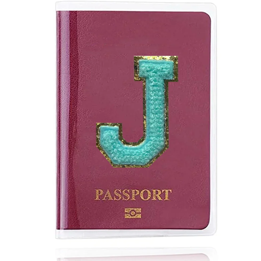 Clear Passport Holder Cover Bags PVC Waterproof Passport ID Business Credit Card Cover Case Protective Bags Green Letter Series