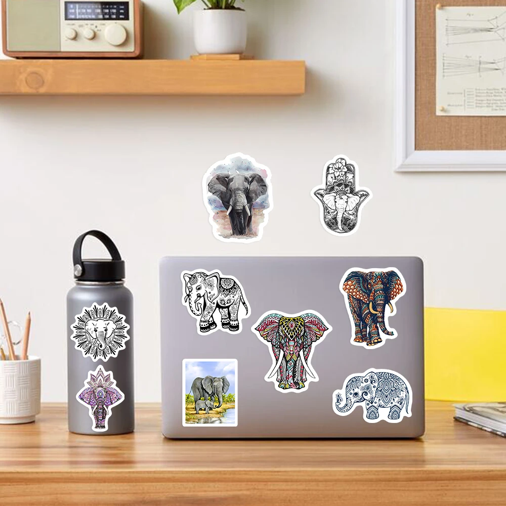 Cartoon Kawaii Elephant Stickers Cute Animal  Aesthetic Decals DIY Laptop Luggage Motorcycle Phone Waterproof Child Toy PVC