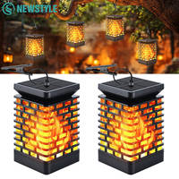 2-4PCS Solar Hanging Lanterns Garden LED Flickering Flame Light Solar Powered Landscape Light Fence Patio Pathway Decor