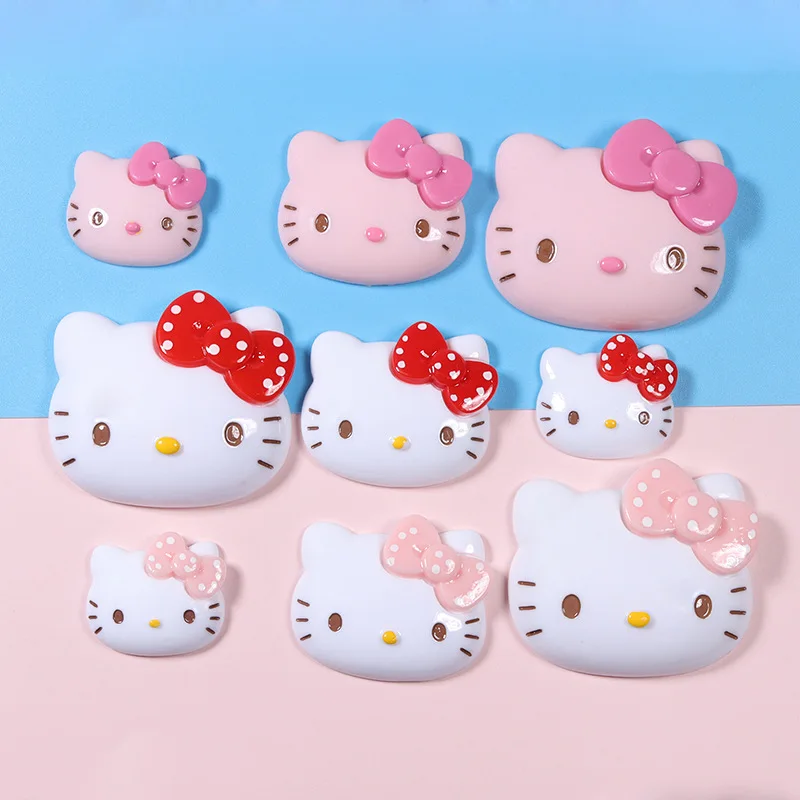 Cute Hello Kitty Y2K Resin Accessories Sanrio Kawaii Anime Diy Jewelry Attachment Handmade Phone Case Cartoon Hairpin Decoration