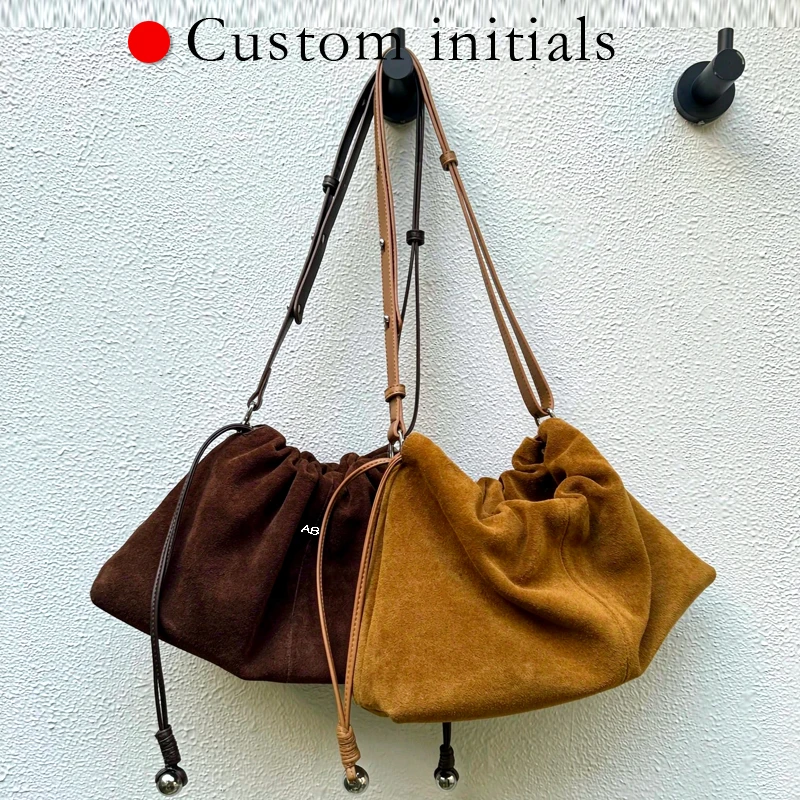 Customize Initials Leather Hobos Bags For Women Luxury Designer Handbag Purses 2026 New In Suede Cowhide Small Underarm Shoulder