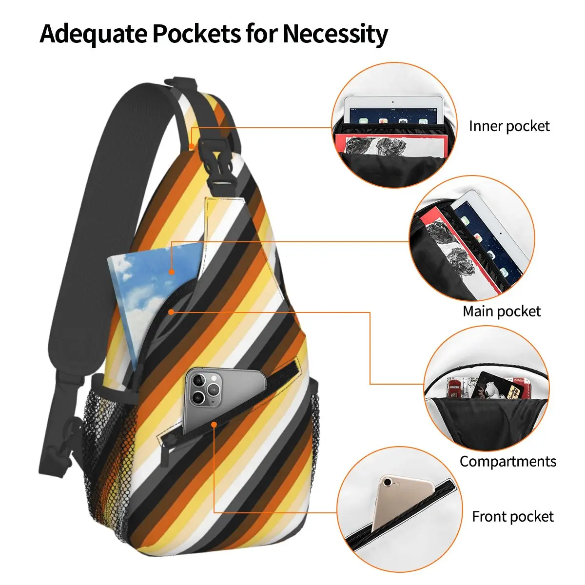 مثلي الجنس فخر العلم شريط LGBT GLBT مثليه حقيبة صدر للرجال الرجال الرافعة Crossbody على ظهره حقيبة صدر للرجال السفر التنزه Daypack حقيبة كتف