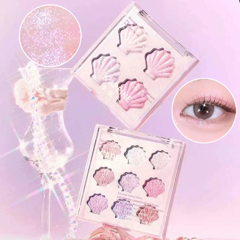 Multicolor Shell Eyeshadow Palette with Fine Glitter Pearlescent Finish Silky Smooth Texture Easy to Blend for Eye Makup