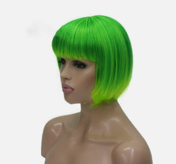 Ladies Wig Short Wig Black Brown Blonde Green Women Straight Wig Full Wigs