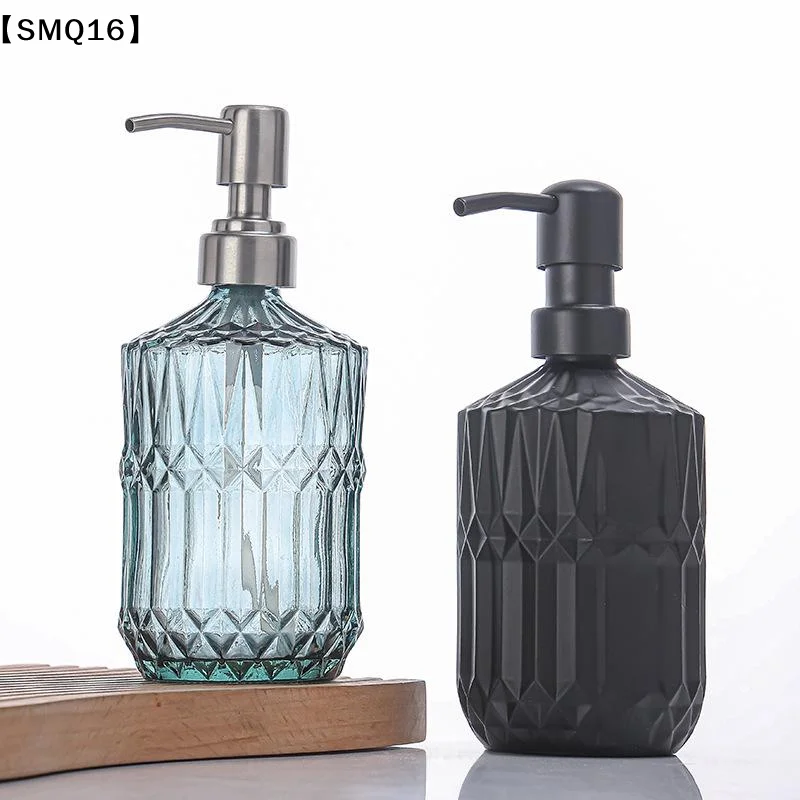 Glass Hand Soap Dispenser With Diamond Textured And Rustproof Pump For Bathroom Kitchen Countertop【SMQ】
