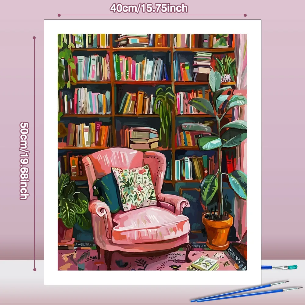 Huacan Digital Oil Painting Study Chair Coloring By Numbers On Canvas Landscape Living Room Modern Home Decor Gift﻿﻿﻿