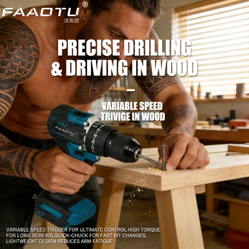 

Бесщеточный мощный дрель-шуруповерт FAAOTU DDF487 10 мм с высоким крутящим моментом - совместим с аккумуляторами MT