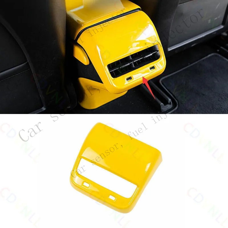 Q+ For Tesla Model 3 Y 2017-23 Bright Yellow Rear Seat Air Outlet Vent Frame Cover