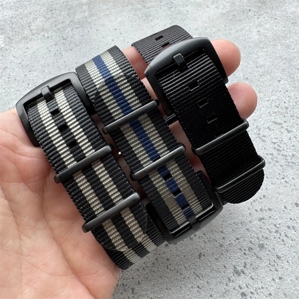 20MM Fabric Watch Band Dive Sports 20 mm Nylon Watch Strap Man Black Buckle Belt for Watches