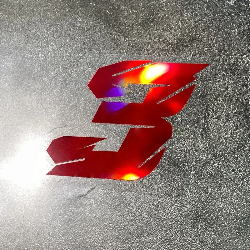 1PC Rot Laser Motorrad Aufkleber Arabische Ziffer Wasserdicht für Motorrad Helm Kraftstoff Tank Kotflügel Roller Körper Vinyl Aufkleber