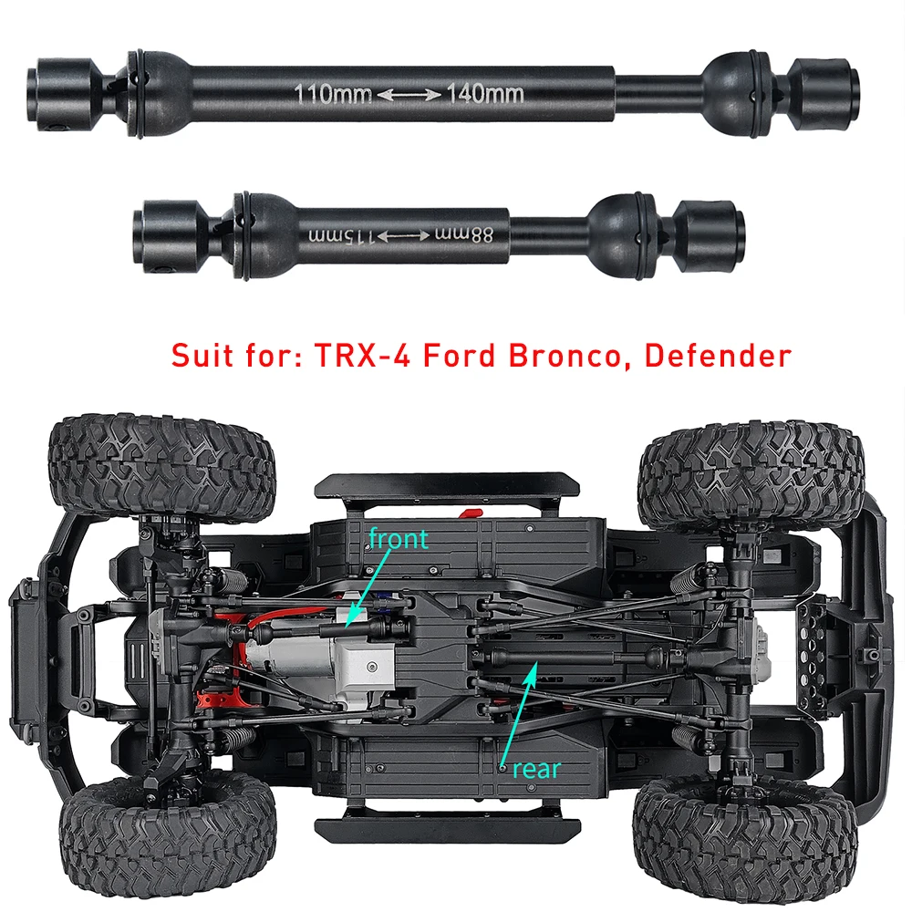 Yeahrun Stalen Zware Aandrijfas Middentransmissie As Voor 1/10 Rc Rupsband Axiale Scx10 90046 Axi03007 Trx4 Trx6 VS4-10