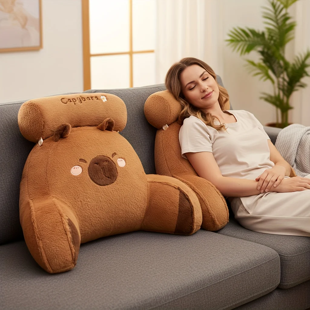 Capybara-Themed Plush Pillow Chair Backrest,with a Zipper Closure,Versatile Cushion Suitable for Home Decoration,Adorable