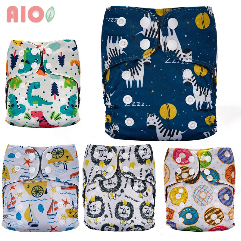 

AIO Newborn Cloth Diaper Eco-friendly Ecological Nappy Adjustable Infant Pocket Diaper Reusable Fit 0-6 Month Baby (No Insert)