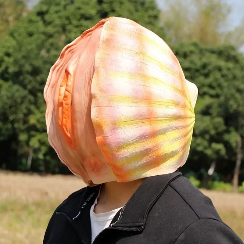 Halloween Shell Mask Colorful Funny Make Up Ball Latex Mask Full of Head Unisex Carnival Cosplay Party Prop Prank Toy