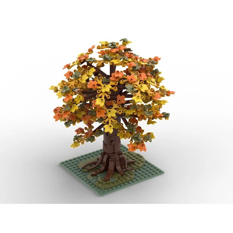 

Building Blocks Plants MOC Large Fall Tree 663 Parts Creative DIY Bricks Set for Kids Adults Home Decor