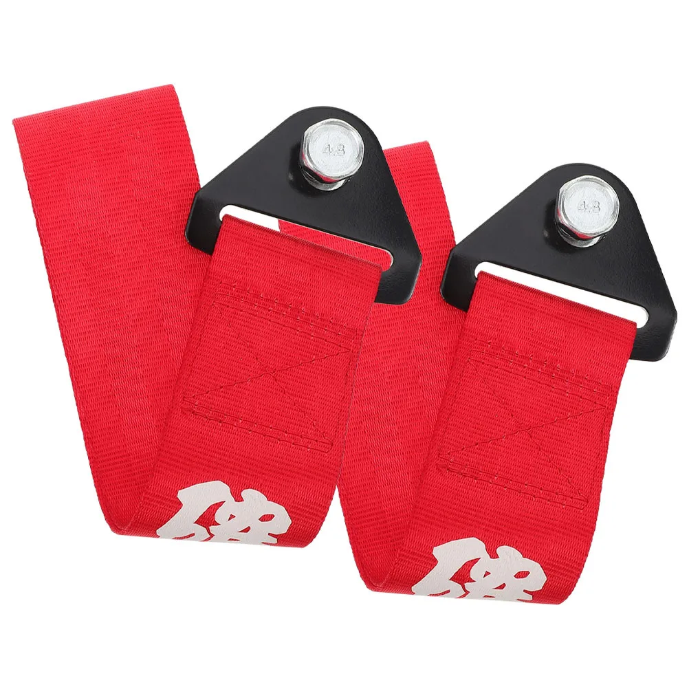 

2pcs Decorative Tow Strap Iron Nylon Heavy Duty Tensile Strength Easy Install Front Bumper Car Exterior Modification Racing Tow