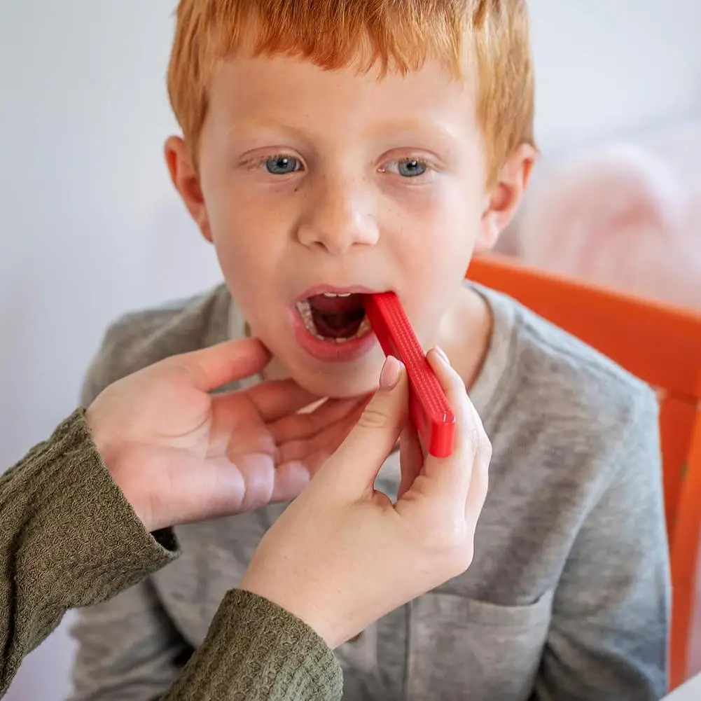 Mordedor de grado rojo para niños, palo de mordedor seguro, sin Bisfenol, herramientas de entrenamiento de idiomas musculares, I3q6