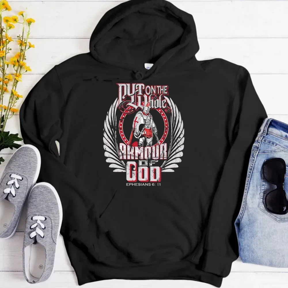 

Толстовка Put On The Whole Armor Of God, мужская и женская толстовка с капюшоном и длинными рукавами, пуловер, топы, спортивная одежда, женская одежда