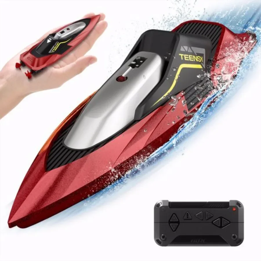 

4DRC S5 RC Boat for Pools and Lakes 2.4 GHz 20+ MPH Racing Boats Rechargeable Battery Low Battery Alarm Gifts for Boys Girls Lo