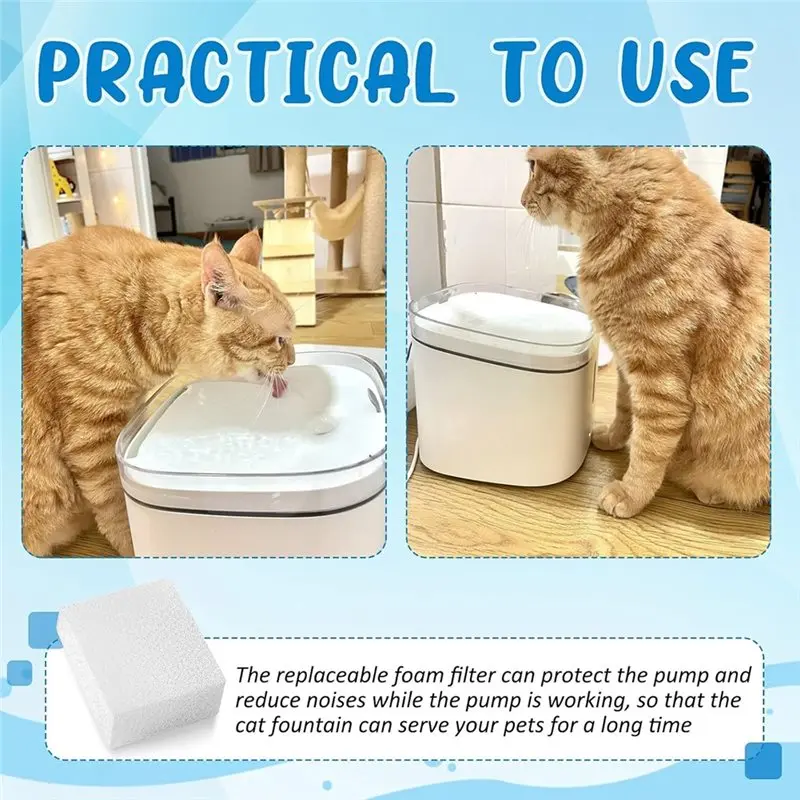 24-Pack Pre-Filter Sponges For 67Oz/2L Cat Water Fountains, High-Efficiency Filtration For Pet Drinking Water-A27I