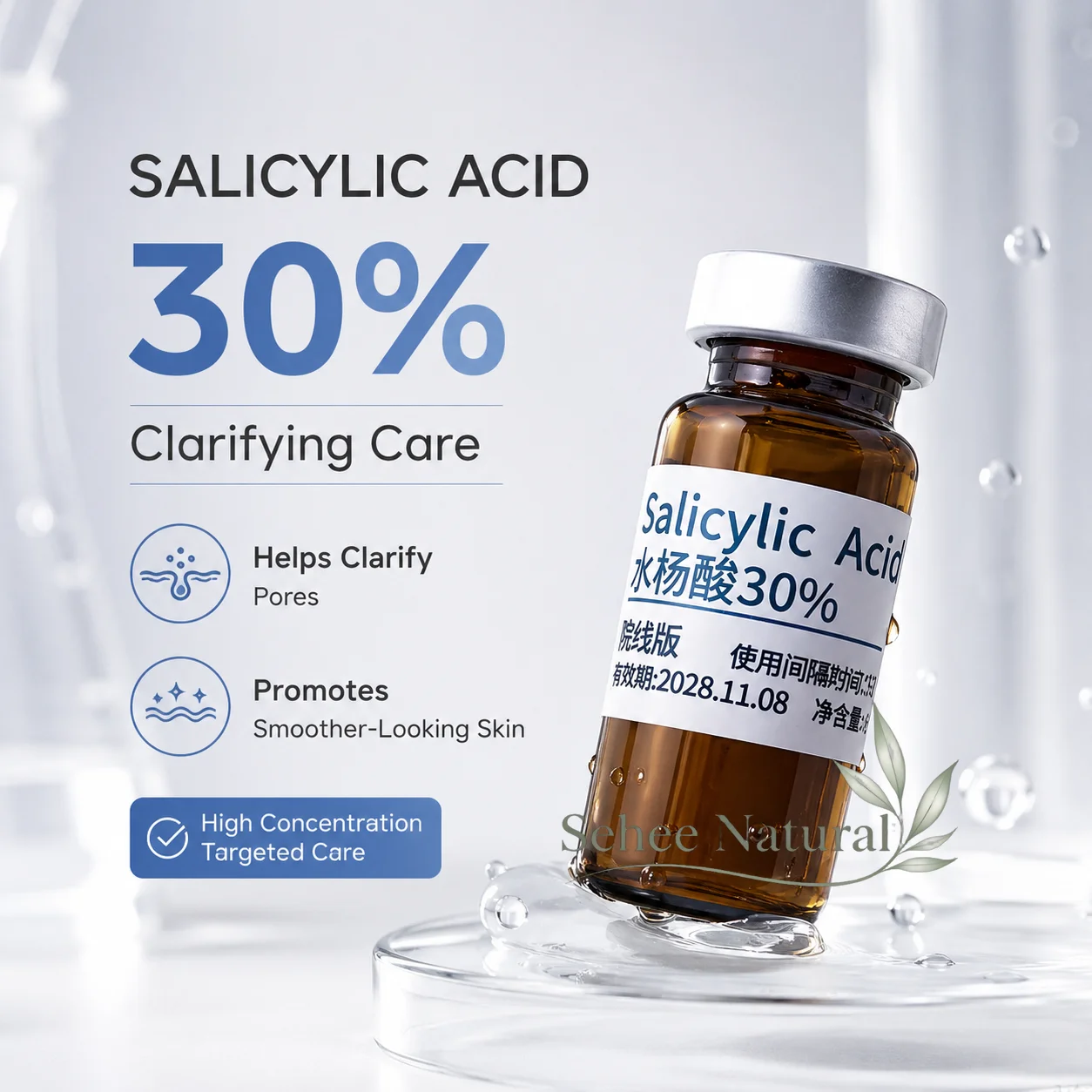 Salicylic Acid 30% Facial Exfoliating Solution for Oily Skin Pore Care Rough Texture and Clearer-Looking Skin