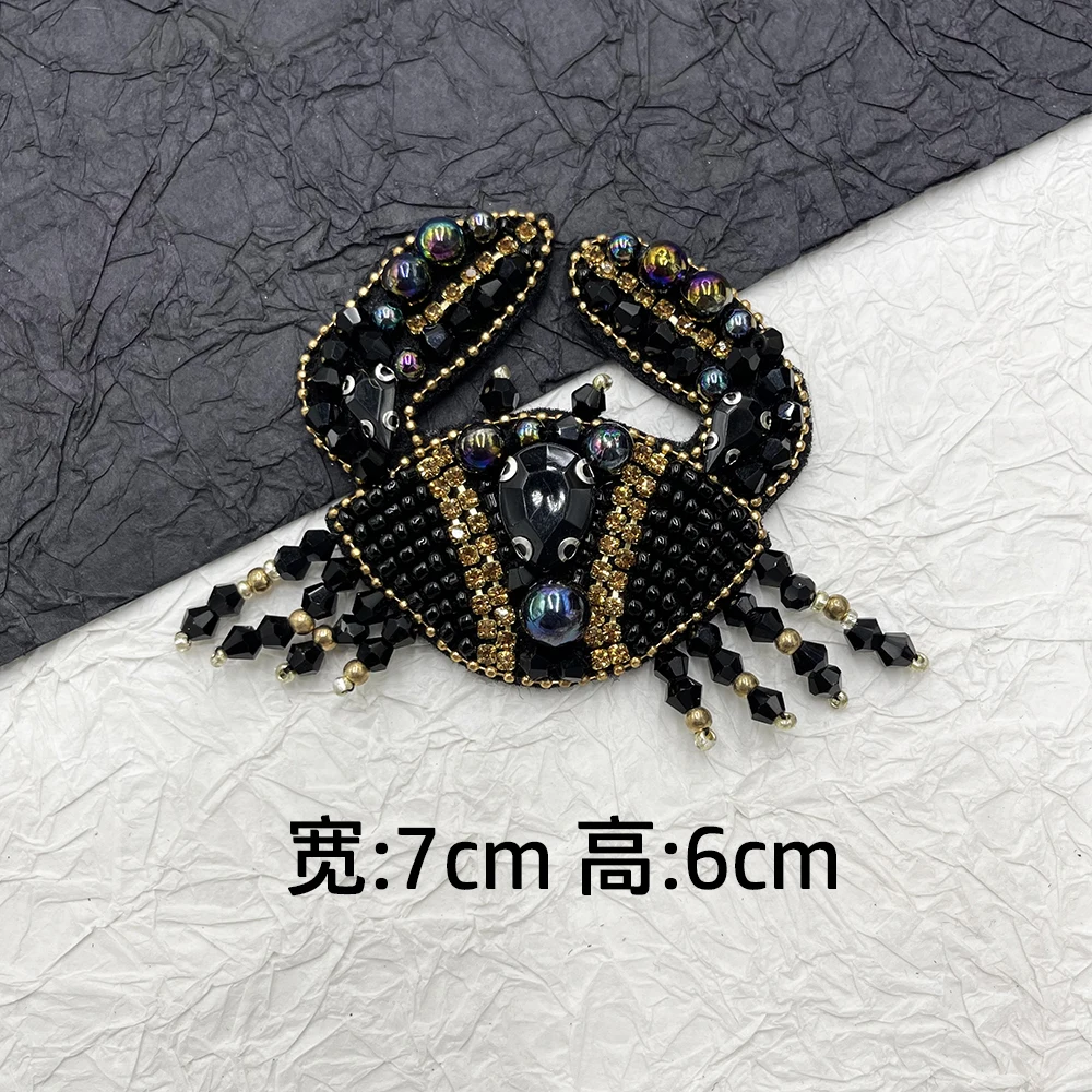 pretty Hand sewn Beading Rhinestones Exquisite lobster,Crab Applique Patch for sew on Outfit Bags DIY Clothing Accessories