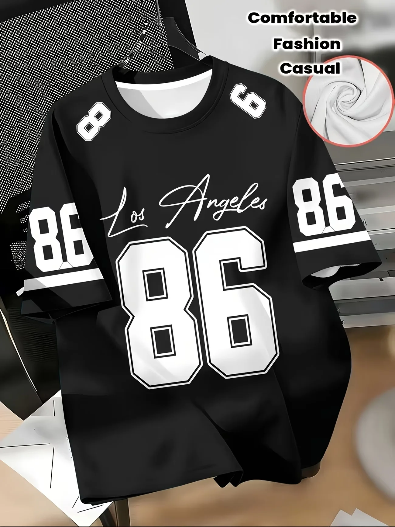 남성용 라운드넥 반팔 티셔츠, 레트로 로스앤젤레스 86 - Street Fashion Los Angeles 리뷰 및 가격