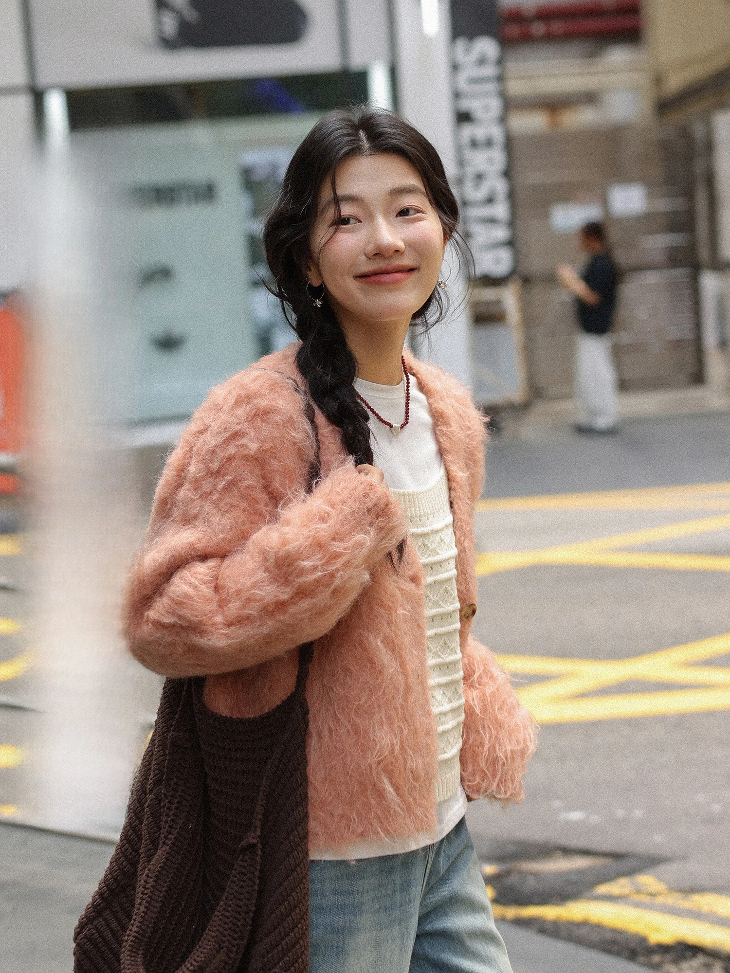 

Soft Thiened Orange Pink Sweater Jaet Women Winter New Design Casual Lazy Sle Thiened Women's Soft Sweater Coat