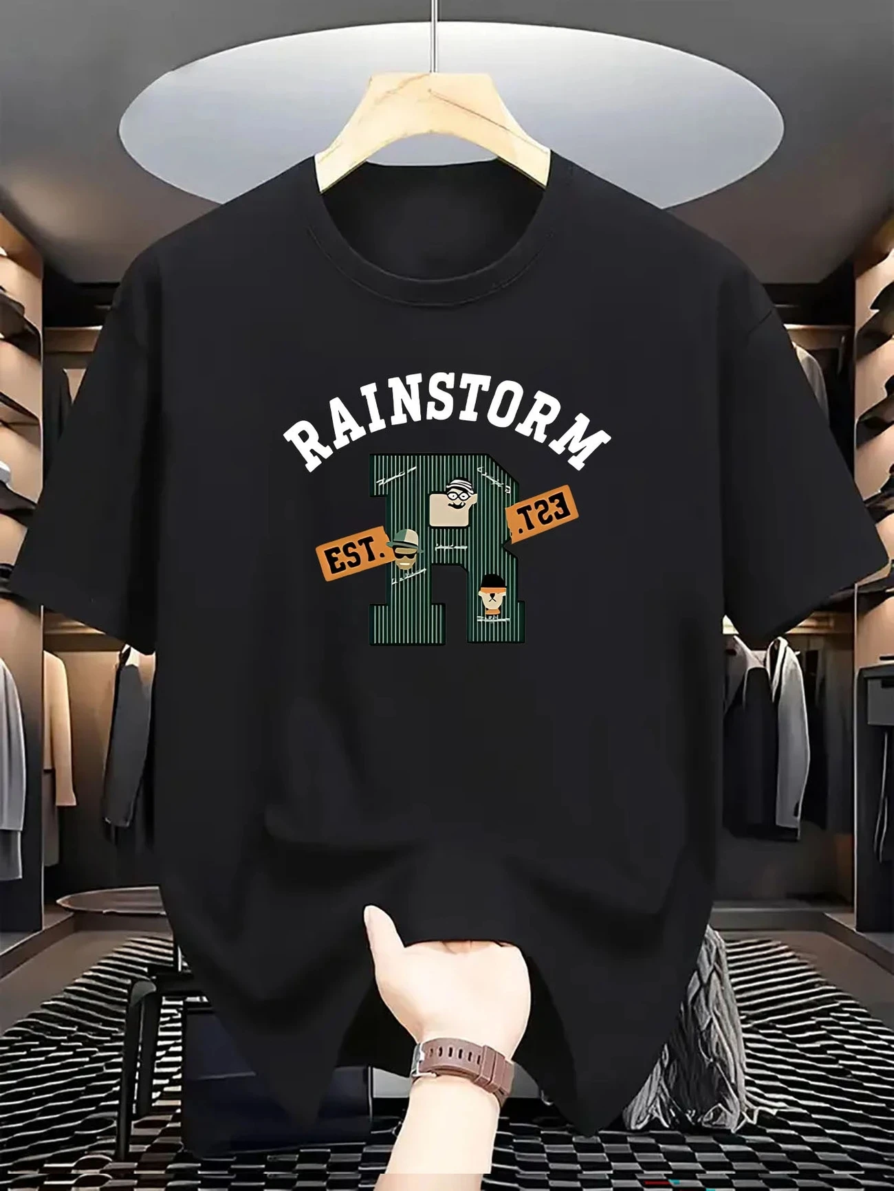 

2025 Summer New Men 100% Cotton Letter print Casual Short Sleeve Outdoor Sports Breathable and Comfortable T-shirt