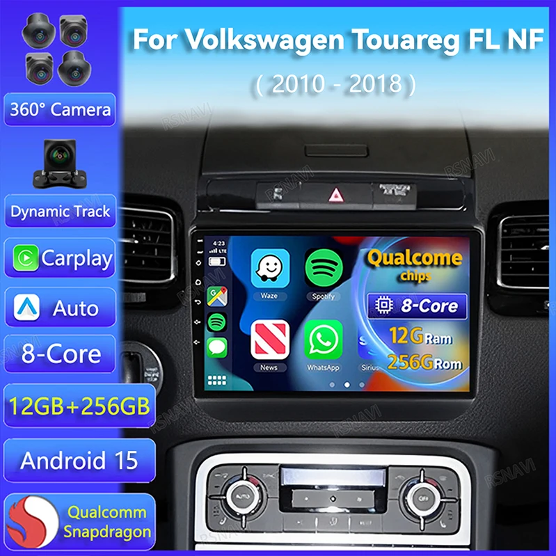 Автомобильное радио Android 15 для Volkswagen Touareg FL NF 2010 2011-2018 Стерео Carplay GPS-навигатор Плеер Сенсорный экран Беспроводной BT