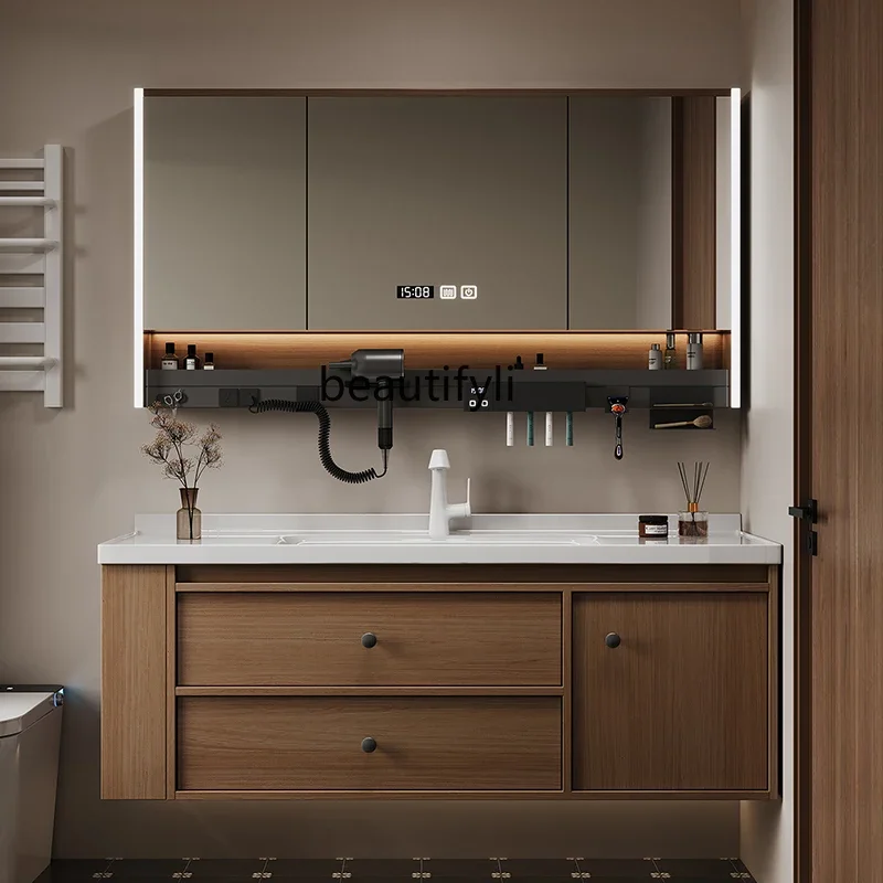 Customized all-aluminum honeycomb aluminum ceramic basin integrated basin bathroom cabinet combined toilet sink45