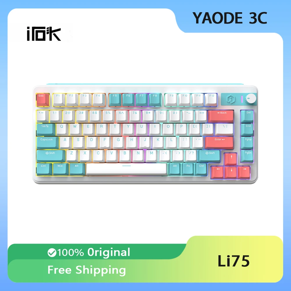 

IROK Li75 PRO Mechanical Keyboard Tri Mode Wireless Bluetooth PBT Keycaps Office Gaming Keyboard for PC Gamer Gift