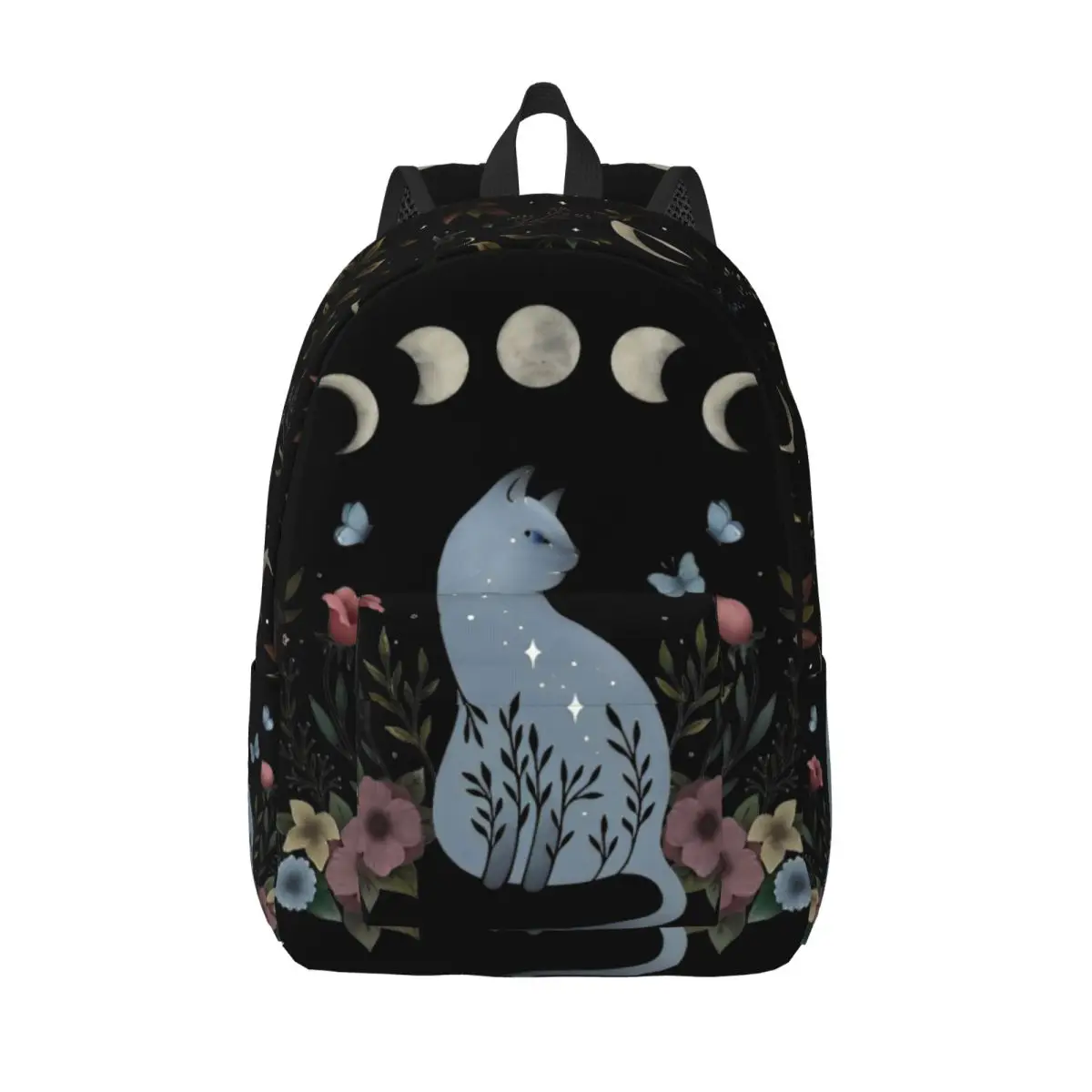 Moonlit Garden Cat On The Hill Backpack Sports School Business Moonlight Boho Floral Daypack for Men Women Laptop Shoulder Bag