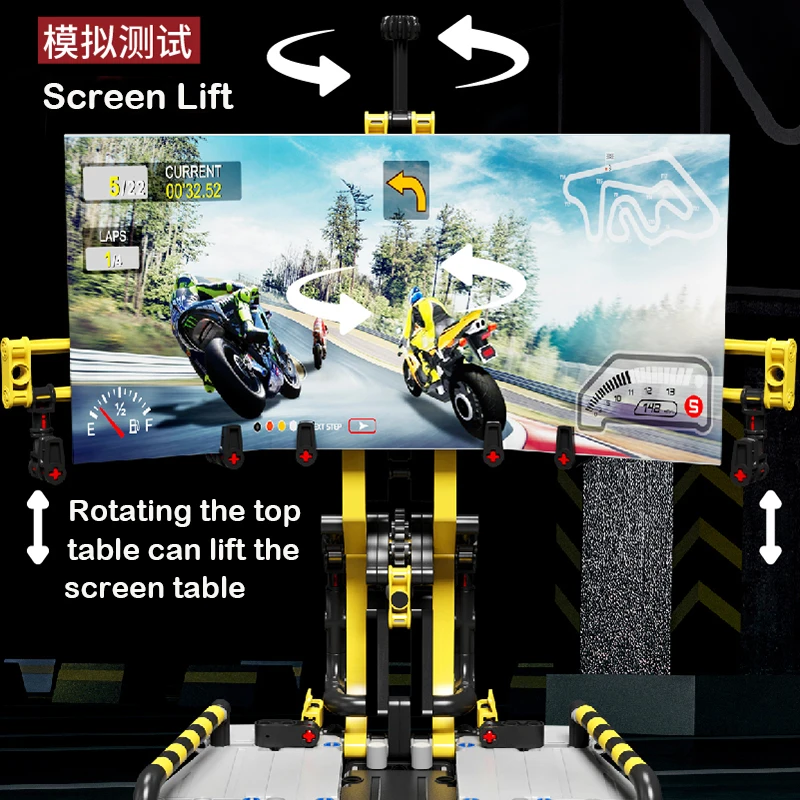 Hohe-tech Motorrad Prüfstand Display Stehen Gebäude Block MOC Mechanische Getriebe Pädagogisches Spielzeug Für Kinder Bau Geschenk