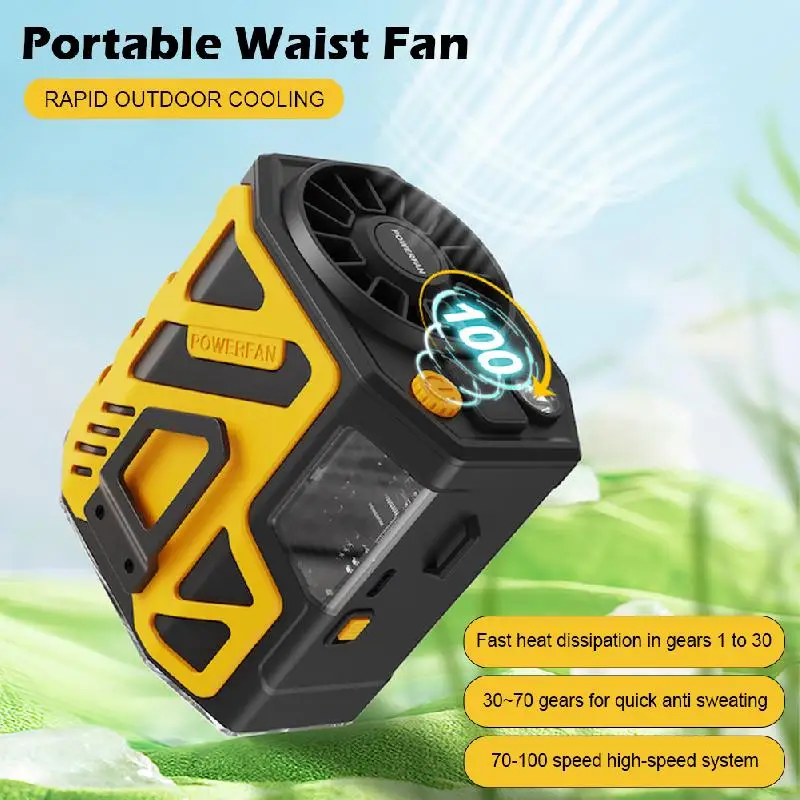 Portable Waist Fan Bladeless Electric Fan 6000mAh USB Charging Waist Hanging Fan With Rotating Speed Control For Camping Travel