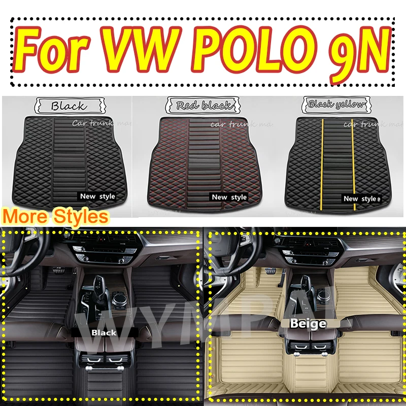 

Роскошные автомобильные коврики на заказ для VW POLO 9N 2002 2003 2004 2005 2006, авто роскошные кожаные автомобильные коврики с полным покрытием