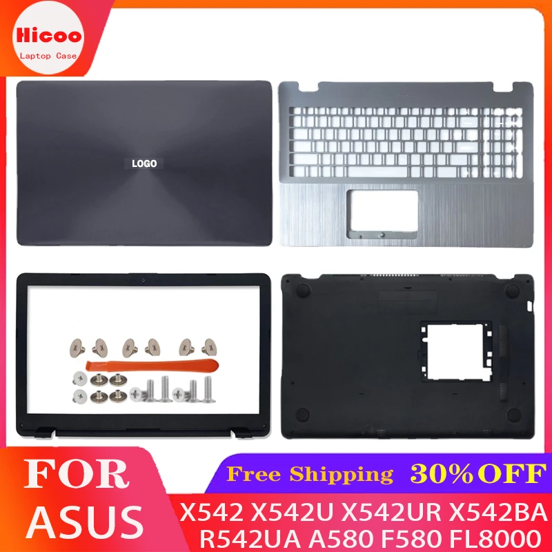 

New Screen Back Cover For Asus X542 X542U X542UR X542BA R542UA A580 F580 FL8000 LCD Back Cover Front Bezel Palmrest Bottom Case