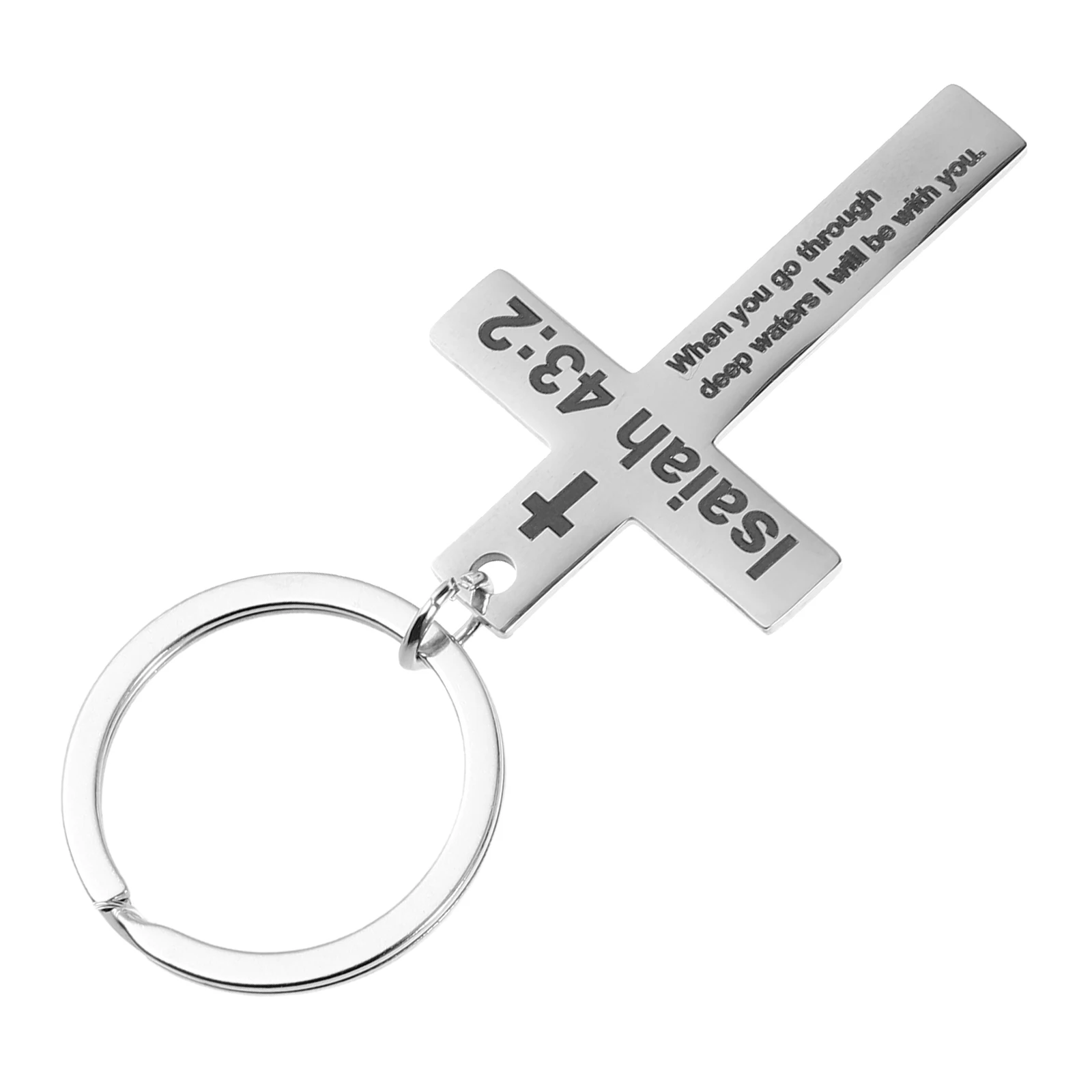 

Cross Keychain Christian Keychains Lettering Backpack Stainless Steel Pendant Child Car Rings Pendants
