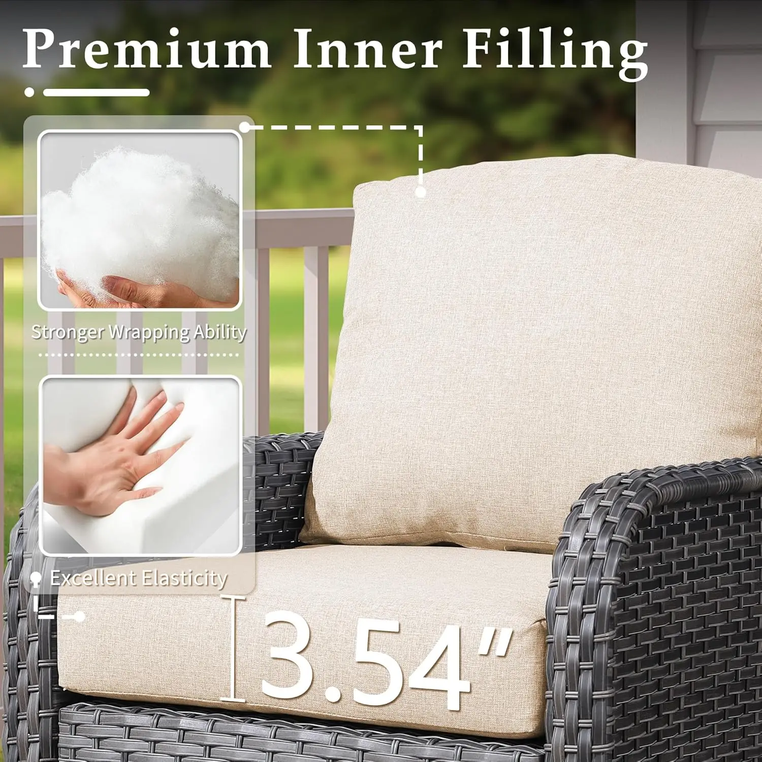 4-Piece Wicker Patio Furniture Set All-Weather Rattan Conversation Bistro Loveseat Chair and Table Set for Balcony Backyard