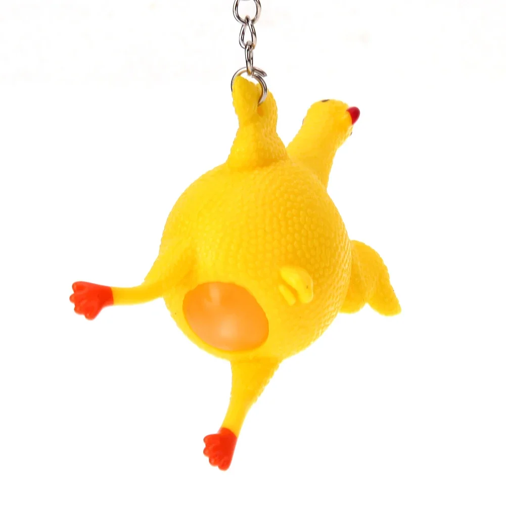 1-10pcs PVC Chicken Egg Key Chain Decompression Squeeze Key Ring Lightweight Elastic Chicken Key Ring for Children Holiday Gifts