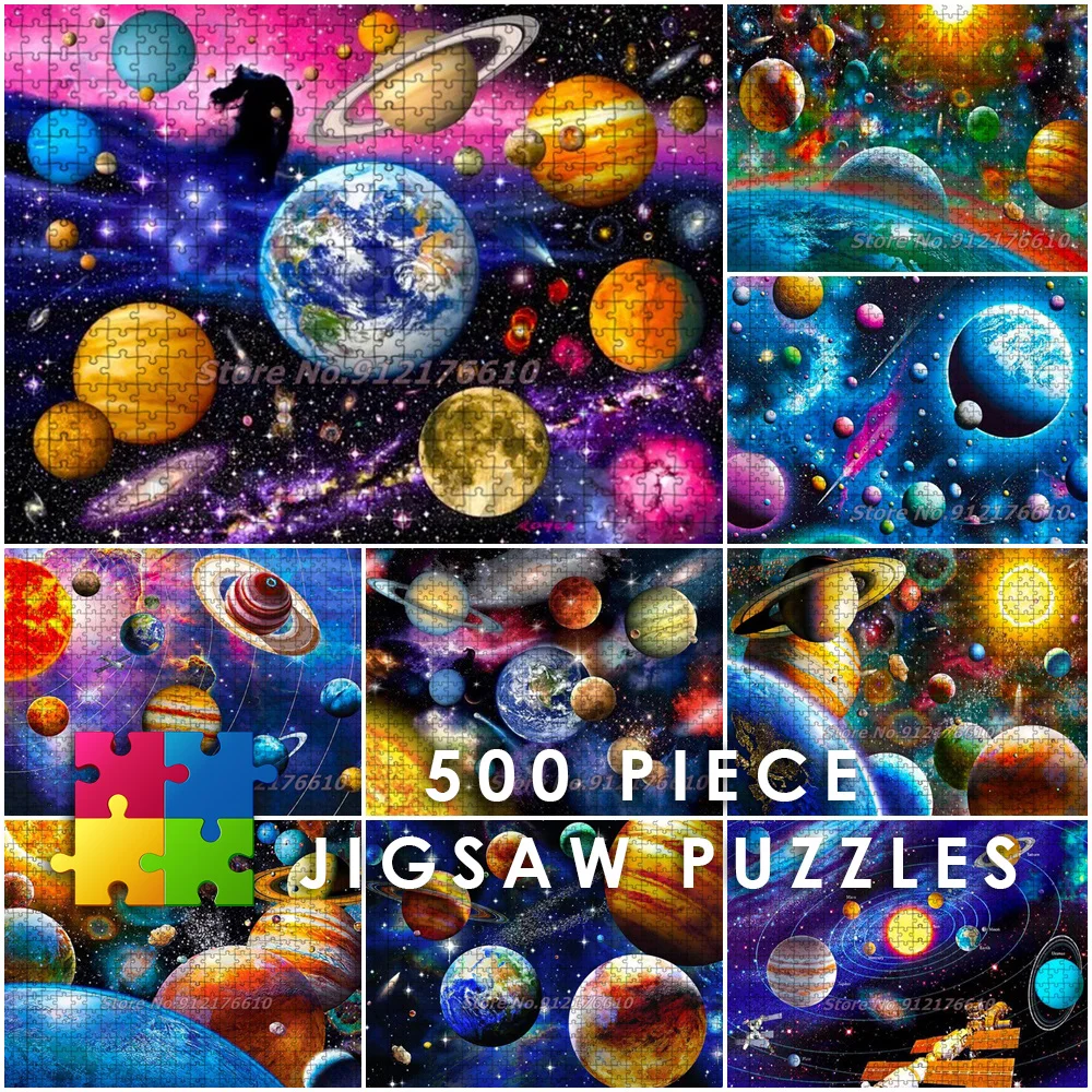 Puzzle en papier décompressé pour enfant, 500 pièces, jouet éducatif créatif, Puzzle planète voie lactée, paysage de l'univers, cadeau idéal