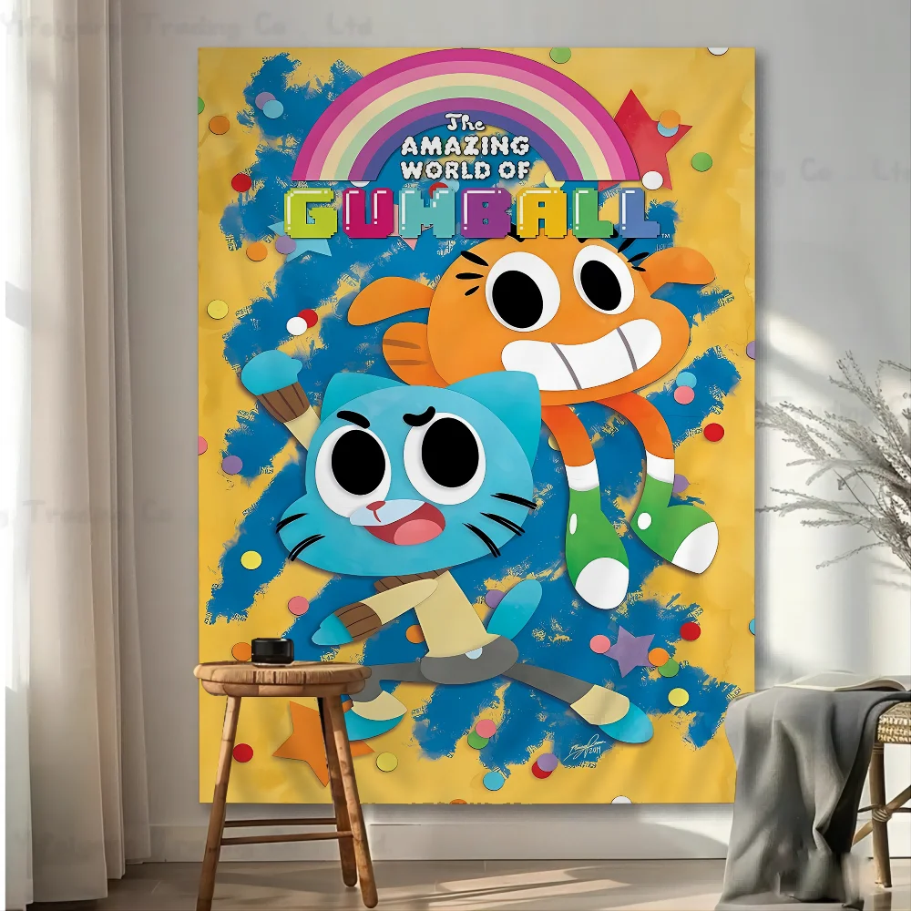 

The Amazing Funny W-world Of Gumball Anime Tapestry Hanging Tarot Hippie Wall Rugs Dorm Home Decor