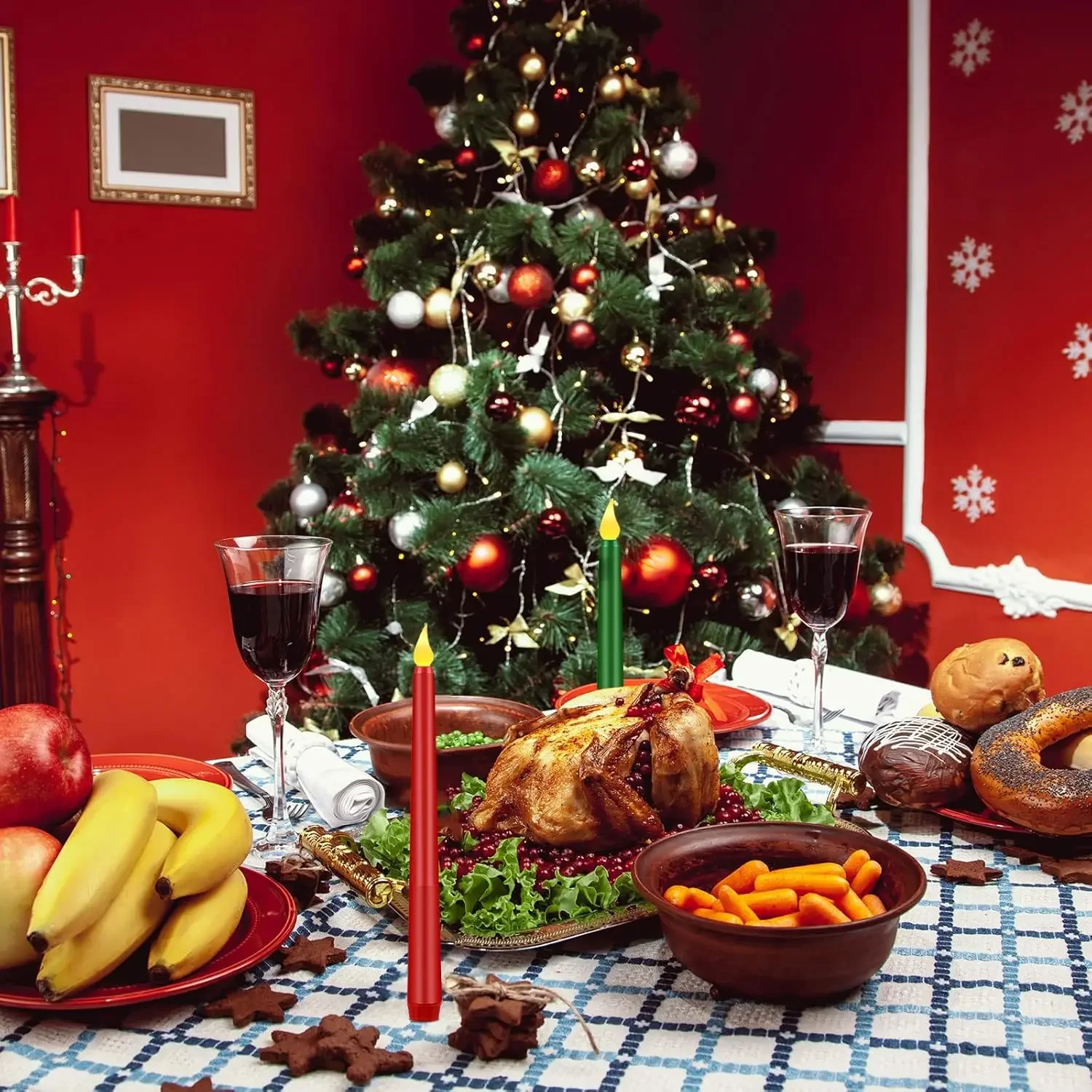 LED عديمة اللهب تفتق الشموع بطارية تعمل واقعية الخفقان التحكم عن بعد عشاء حفل زفاف الديكور الشموع الطويلة