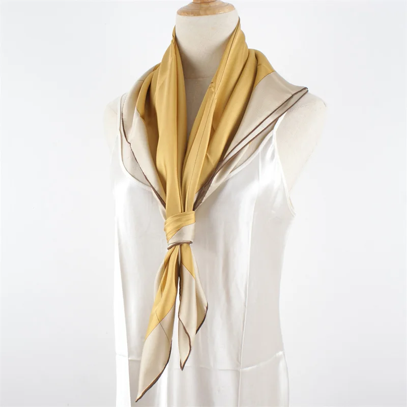 Square 90 Silk Scarf 100% Twill Silk Scarf Shawl Cape Womens Fashion Silk Neckerchief Necktie